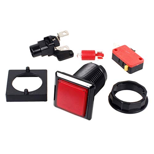 10x Arcade forma cuadrada botón luminoso LED con micro switch En la arcada de la máquina de juego consolas de videojuegos Jamma kit de piezas de la lámpara 12V 33mm Botones