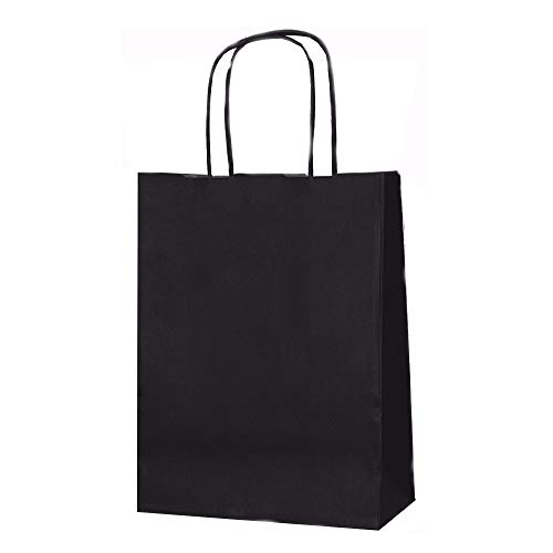 11 X fiesta de papel trenzado de colores BOLSOS DE REGALO PARA LOOT con asas XSMALL An 18 x L 24 x P 8 cm Cumpleaños Navidad Aniversario de bodas Bolsas Kraft (Negro)
