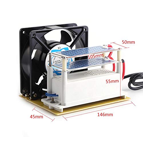 110V/220V 10g/h Generador de Ozono,Purificadores de Aire con Ozono Ventilador Ozono de Placa de Cerámica Doble con Ventilador para Secadora,Lavavajillas,Refrigerador,Purificador de Aire(EU)