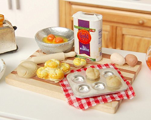 1/12 Casa de Muñecas en Miniatura Comida de Cocina Huevos Leche Pan
