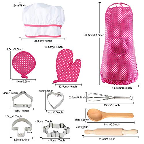 11pcs / set chef de cocina Conjunto de niños Juegos de rol traje del cocinero con el delantal del cocinero Sombrero Utensilios de Cocina