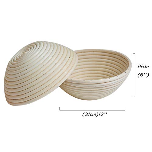 12'' Banneton Pruebas Cesta Redonda,banneton para Pan Banneton Proofing Basket Cloth Liner forro de ratán hecho a mano para Hornear Regalos
