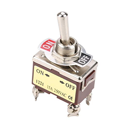 12 mm Interruptor de palanca ON-OFF de 5 posiciones, 2 posiciones, 4 clavijas, interruptor de palanca 15A para automóvil, electrodomésticos, control industrial, montaje de
