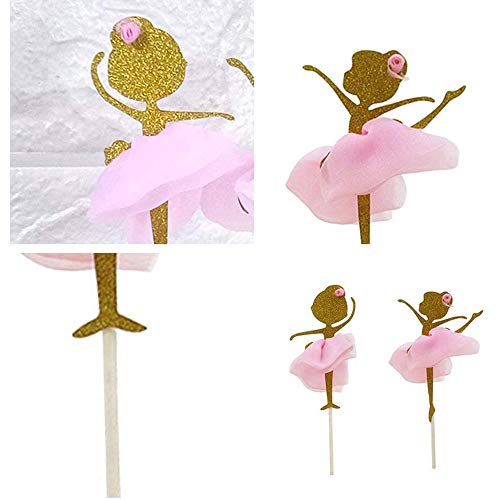 12 Piezas Bailarina Decoración de Magdalena de, Adornos para Magdalenas con Purpurina, Decoraciones para Tartas con Purpurina Bailarina, Decoración para Fiestasde, Cumpleaños y Despedidas de Soltera