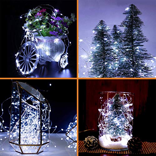 12 Piezas Cadena de Luces con Pilas, 20 LEDs 2M Alambre de Cobre Guirnaldas Luces, IP65 Impermeable Luces Decorativas para Navidad Fiesta Hogar Bodas, Blanco Frío