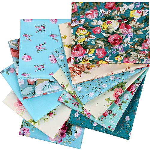 12 Piezas Tela Floral Acolchado Costura Patchwork Paquetes Grandes 20 x 16 Pulgadas/ 50 x 40 cm, Tela de Algodón Precortada para Manualidades Acolchado Costura Bricolaje