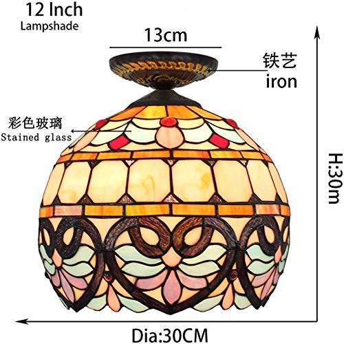 12 Pulgadas Techo Semi-Luces Empotradas Tiffany Esfera De Vidrio Barroco Difusor para Vivir Techo De La Sala Iluminación De Techo Tiffany