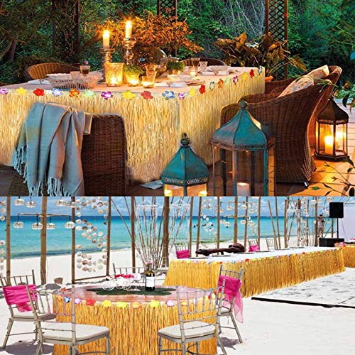 123 piezas hawaiano Luau juego de faldas de mesa, hojas de palma, flores hawaianas, paraguas multicolor, decoración de tartas y pajitas de fruta 3D para barbacoa, jardín tropical, playa, verano