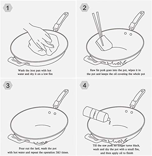12.5" / 32cm de acero al carbono Stir Fry Pan Con desmontable de madera de acero al carbono Wok manija fondo redondo chino Woks for el gas de inducción eléctrica Estufas Horno Caja de seguridad