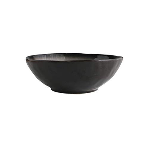 12LYN Cuenco de cerámica para el hogar, vajilla de cerámica Grande Negra Japonesa se Puede Utilizar para la Ensalada fría de Ramen de Sopa de Fideos. Tazón Grande, Tamaño [5.7in, 7in, 9in]