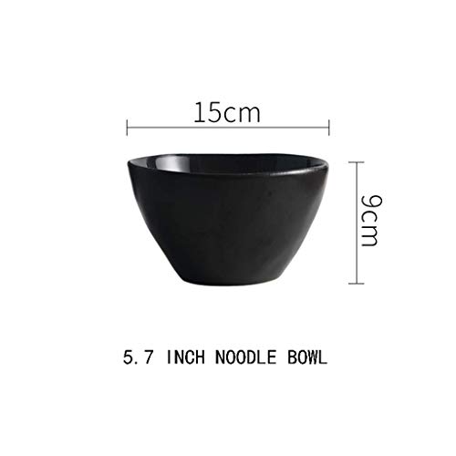 12LYN Cuenco de cerámica para el hogar, vajilla de cerámica Grande Negra Japonesa se Puede Utilizar para la Ensalada fría de Ramen de Sopa de Fideos. Tazón Grande, Tamaño [5.7in, 7in, 9in]