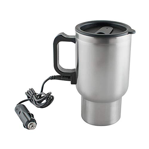 12v taza de viaje eléctrica calentada de acero inoxidable taza de té calentador en el coche control de temperatura para calefacción agua café tapa leche cargador de coche