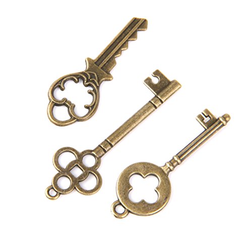 13pcs Antiguos Clave De Bronce Colgantes Hallazgos Collar Pendiente Del Encanto