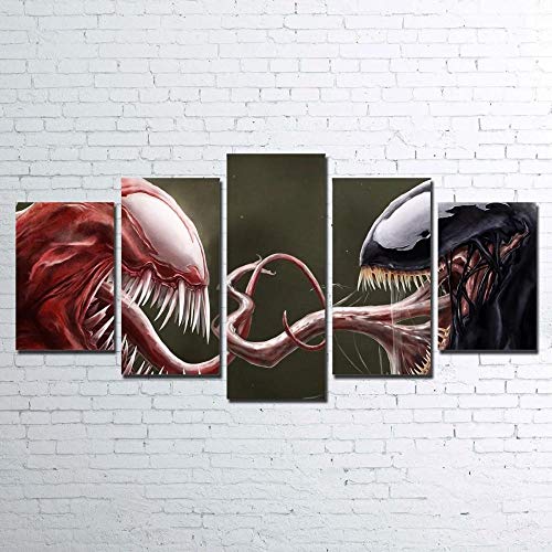 13Tdfc Cuadro En Lienzo, Imagen Impresión, Pintura Decoración, Canvas De 5 Pieza, 150X80 Cm,Veneno Vs. Carnicería Mural Moderno Decor Hogareña