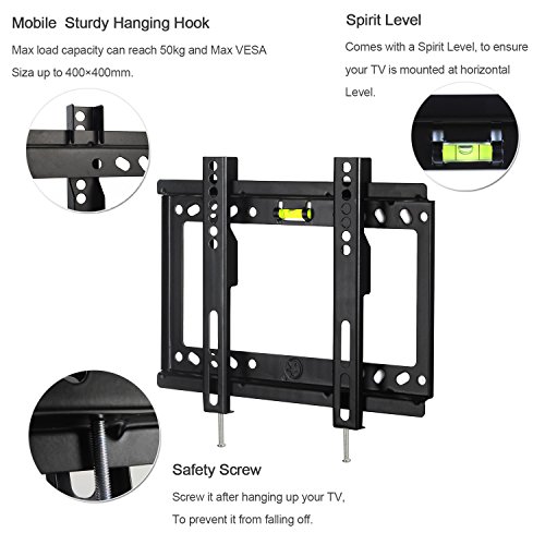 14"-32" Fijo Ultra Delgado, Leaptek Soporte TV Pared para televisores monitores de pantalla plana Plasma LED LCD de 14-32 pulgadas, Máx VESA 200x200mm, Capacidad 25kg