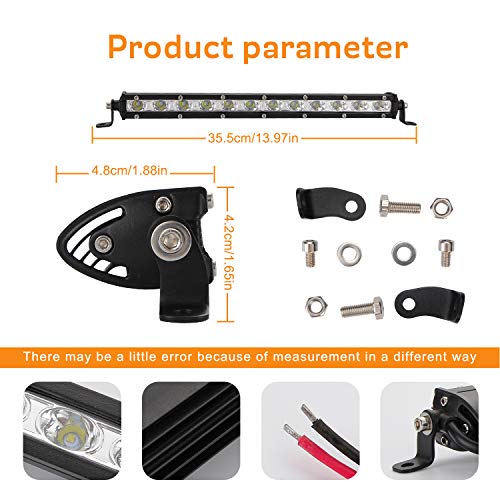 14" Ultra-Delgado 1.8" Barra de Luz LED 36W 6000K 3600LM 12 Piezas Barra LED COB Barra Antiniebla Para Trabajo Parrilla Capucha Parachoques Parachoques Delantero Parrilla Entrada Aire Rojector Led