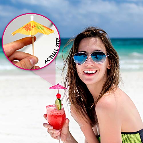 150 Sombrillas de Papel de Cóctel Paraguas de Papel Decorativas para Bebidas Tropicales, Etiquetas de Frutas, Etiquetas de Vino - Decoración de Cócteles y Fiestas en La Playa y Piscina
