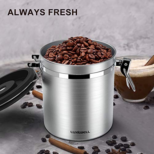 1.5L Contenedor de Café de Acero Inoxidable, Luxebell Tiempo de Recordatorio de los Granos de Café/Azúcar/Tea Canister Set con una Cuchara