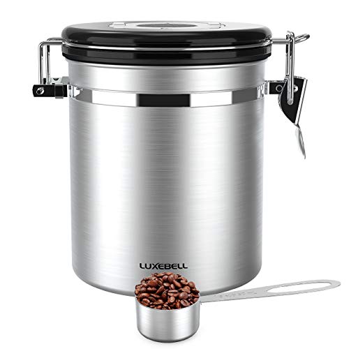 1.5L Contenedor de Café de Acero Inoxidable, Luxebell Tiempo de Recordatorio de los Granos de Café/Azúcar/Tea Canister Set con una Cuchara