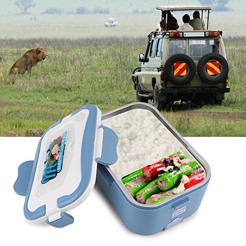 1.5L Fiambrera Eléctrica Comida Térmico Lunch Box Fiambreras bento Uso en Coche Eléctrica con Small Dish Box Palillos Tenedor Cuchara Recipiente de Comida Térmico 45W(12V-Blue)