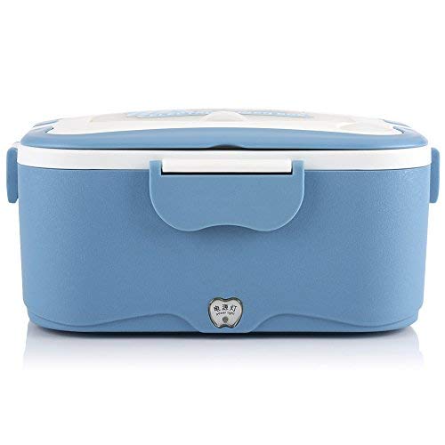 1.5L Fiambrera Eléctrica Comida Térmico Lunch Box Fiambreras bento Uso en Coche Eléctrica con Small Dish Box Palillos Tenedor Cuchara Recipiente de Comida Térmico 45W(12V-Blue)