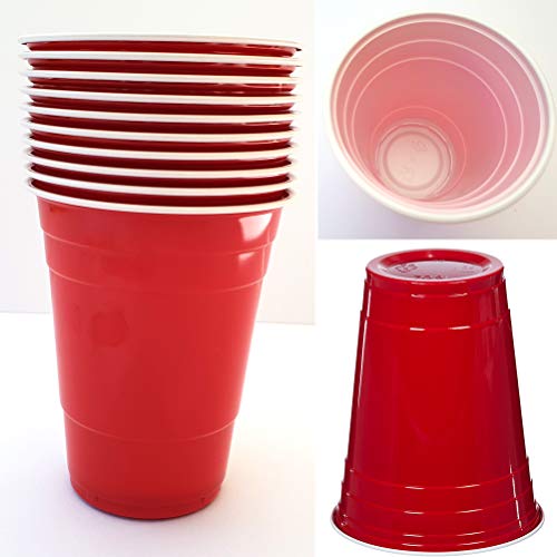 16 oz – 10 tazas desechables rojas americanas – para todas las bebidas – no necesita limpieza – borde fuerte y base estable