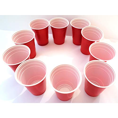 16 oz – 10 tazas desechables rojas americanas – para todas las bebidas – no necesita limpieza – borde fuerte y base estable