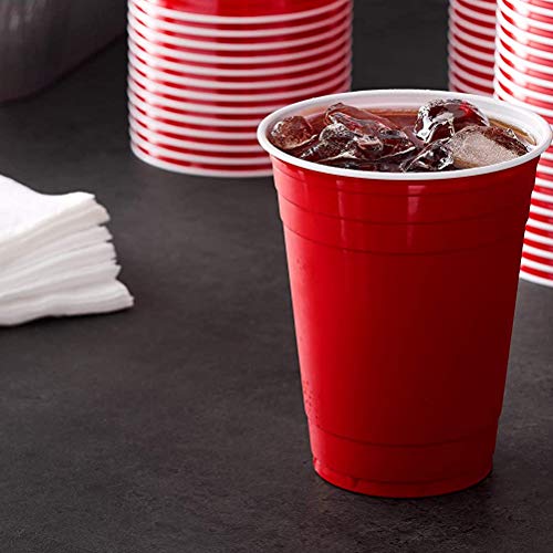 16 oz – 10 tazas desechables rojas americanas – para todas las bebidas – no necesita limpieza – borde fuerte y base estable