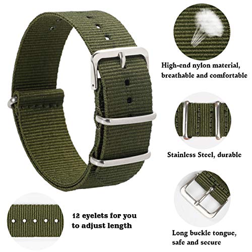 16mm ejército Prima Verde del Estilo de la NATO súper exótico Tipo Reloj Pulsera de Las Mujeres del Deporte de Nylon