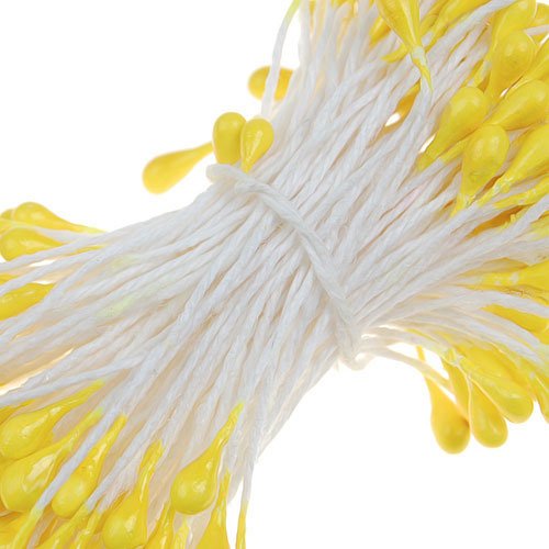 170pcs Florales Estambres De Perlas Imitadas Perlas Doble Amarillas