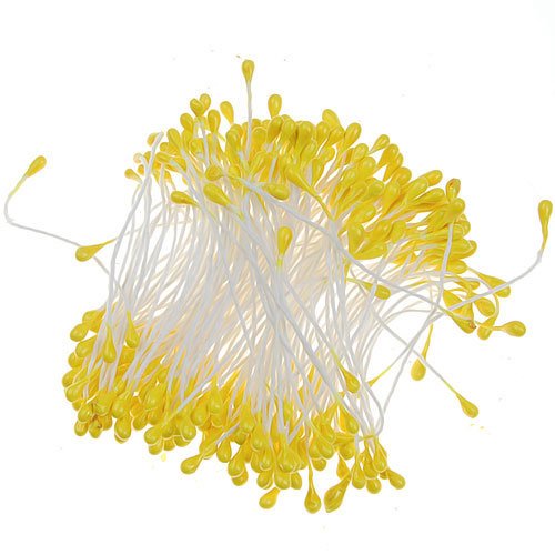 170pcs Florales Estambres De Perlas Imitadas Perlas Doble Amarillas