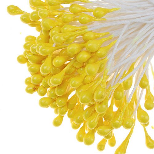 170pcs Florales Estambres De Perlas Imitadas Perlas Doble Amarillas