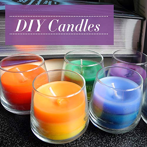 18 chips de cera para velas de soja con 20 mechas de velas, tinte de color para derretir cera, velas de bricolaje, 5 g cada paquete, total 90 g/3.2 oz (18 colores)