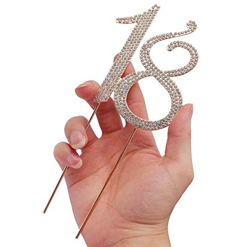 18 Número Rhinestone Cake Topper, Topper Tarta Decoracion, para Aniversario, Decoración de Fiestas, Decoración de Tartas de Cumpleaños (Dorado)