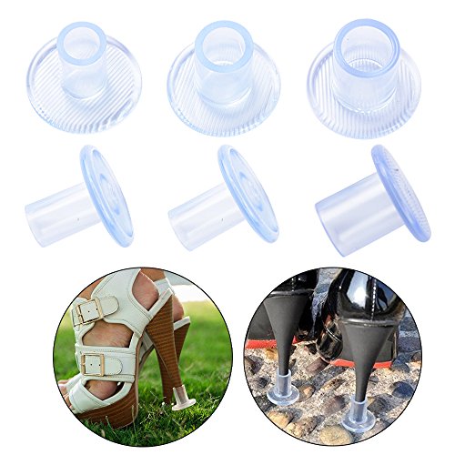 18 Pares Protector de Tacón Alto Zapatos Mujer Tacos de Tacón para Caminatas Compras Bodas (Tamaños S/M/L) Protegen los Tacones del Césped Grava Ladrillos Grietas