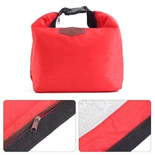1Pc Cremallera Aislada Bolsa térmica Aislamiento Bento Picnic Lunch Pouch Caja de Comida rápida Handy Cooler Keep Warm Popular Venta Mundial - Rojo
