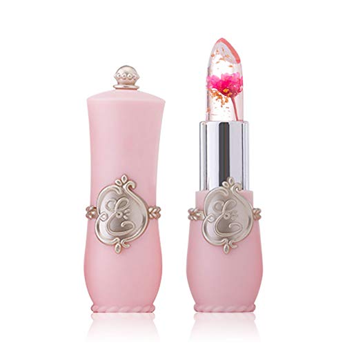 1PC Ingredientes naturales Bálsamo labial Flor de jalea Lápiz labial Crema hidratante labial Labio duradero Blam Bálsamo impermeable Cambio de color Lápiz labial Ingredientes Bálsamo labial (2 Pink)