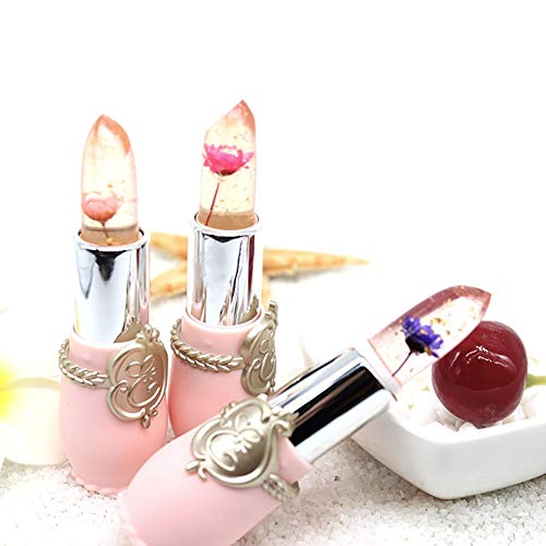1PC Ingredientes naturales Bálsamo labial Flor de jalea Lápiz labial Crema hidratante labial Labio duradero Blam Bálsamo impermeable Cambio de color Lápiz labial Ingredientes Bálsamo labial (2 Pink)