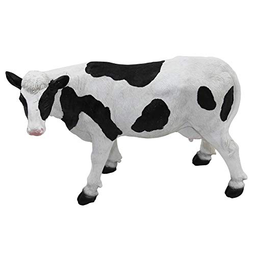 1PLUS - Figuras de polirresina con diseño de vaca con manchas para el jardín, pintadas a mano