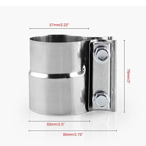 1x Abrazadera de escape 57mmx63mm [2.25 '' x2.5 ''] Conector de tubo Steel Steel Clam Joiner Versión para trabajo pesado