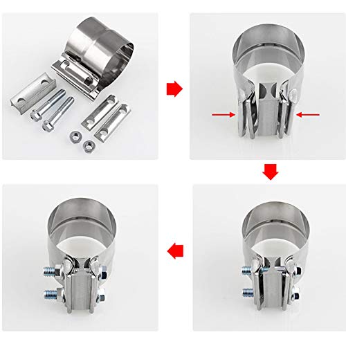 1x Abrazadera de escape 57mmx63mm [2.25 '' x2.5 ''] Conector de tubo Steel Steel Clam Joiner Versión para trabajo pesado