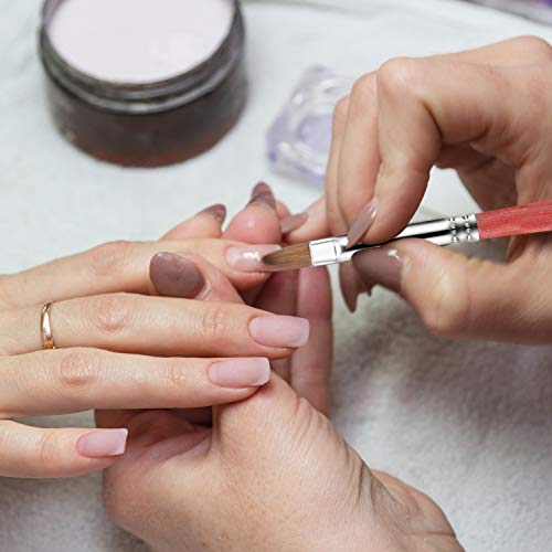 2 Cepillos de Kolinsky Sable Cepillo de Uñas de Acrílico Cristal con Mango de Madera Cepillo de Uñas Ondulado Ovalado Pluma Pincel de Uñas Redonda para Herramientas de Maricura, Talla 8, Talla 10
