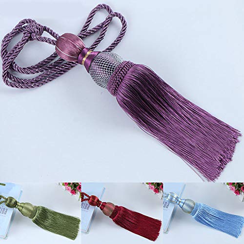 2 clips de cortina para ventana, borla decorativa, alzapaños de cuerda hechos a mano con hebilla, cordón para cortinas, borlas, dorado, Tamaño libre