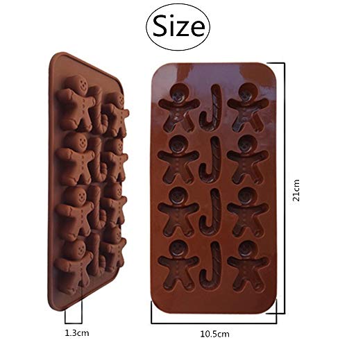 2 moldes de silicona para chocolate con forma de hombre de jengibre, molde para cubitos de hielo, antiadherente, para decorar tartas, chocolate, caramelos, gelatina, cocina, etc.