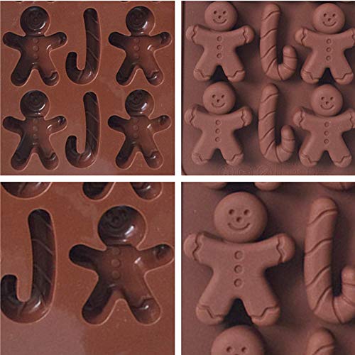 2 moldes de silicona para chocolate con forma de hombre de jengibre, molde para cubitos de hielo, antiadherente, para decorar tartas, chocolate, caramelos, gelatina, cocina, etc.