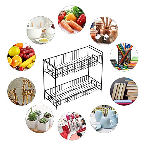 2 Niveles Especiero - Estantería Organizador de Encimera para Especias/Hierbas, Condimentos, Jabones, Botelas, Frascos - negro