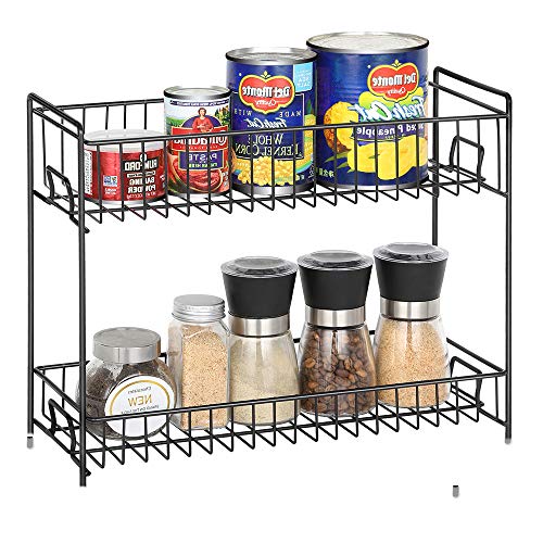 2 Niveles Especiero - Estantería Organizador de Encimera para Especias/Hierbas, Condimentos, Jabones, Botelas, Frascos - negro