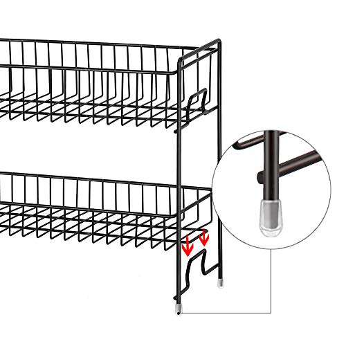 2 Niveles Especiero - Estantería Organizador de Encimera para Especias/Hierbas, Condimentos, Jabones, Botelas, Frascos - negro