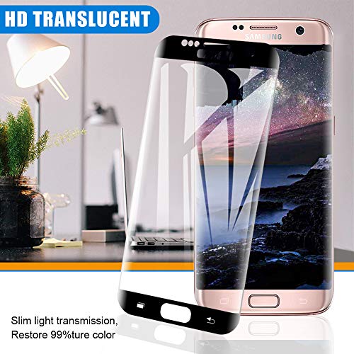 [2 Pack] Amonke Protector de Pantalla para Samsung Galaxy S7 Edge Cristal Templado, 3D Curvado Completa Cobertura, 9H Dureza, Anti-Huella, Vidrio Templado Screen Protector para Galaxy S7 Edge