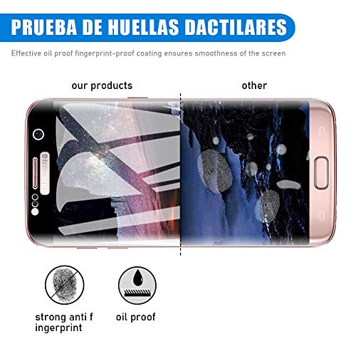 [2 Pack] Amonke Protector de Pantalla para Samsung Galaxy S7 Edge Cristal Templado, 3D Curvado Completa Cobertura, 9H Dureza, Anti-Huella, Vidrio Templado Screen Protector para Galaxy S7 Edge